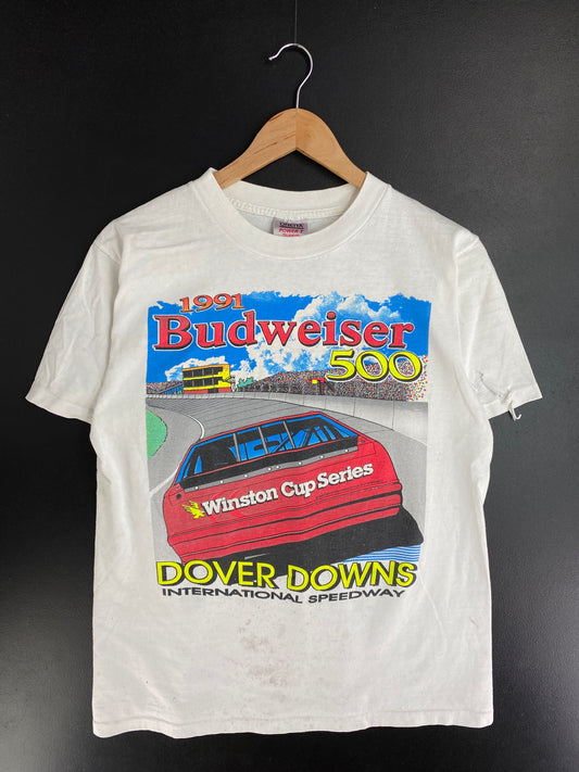 1991 BUDWEISER 500 Made in USA Size L Vintage Racing T-Shirt / E702