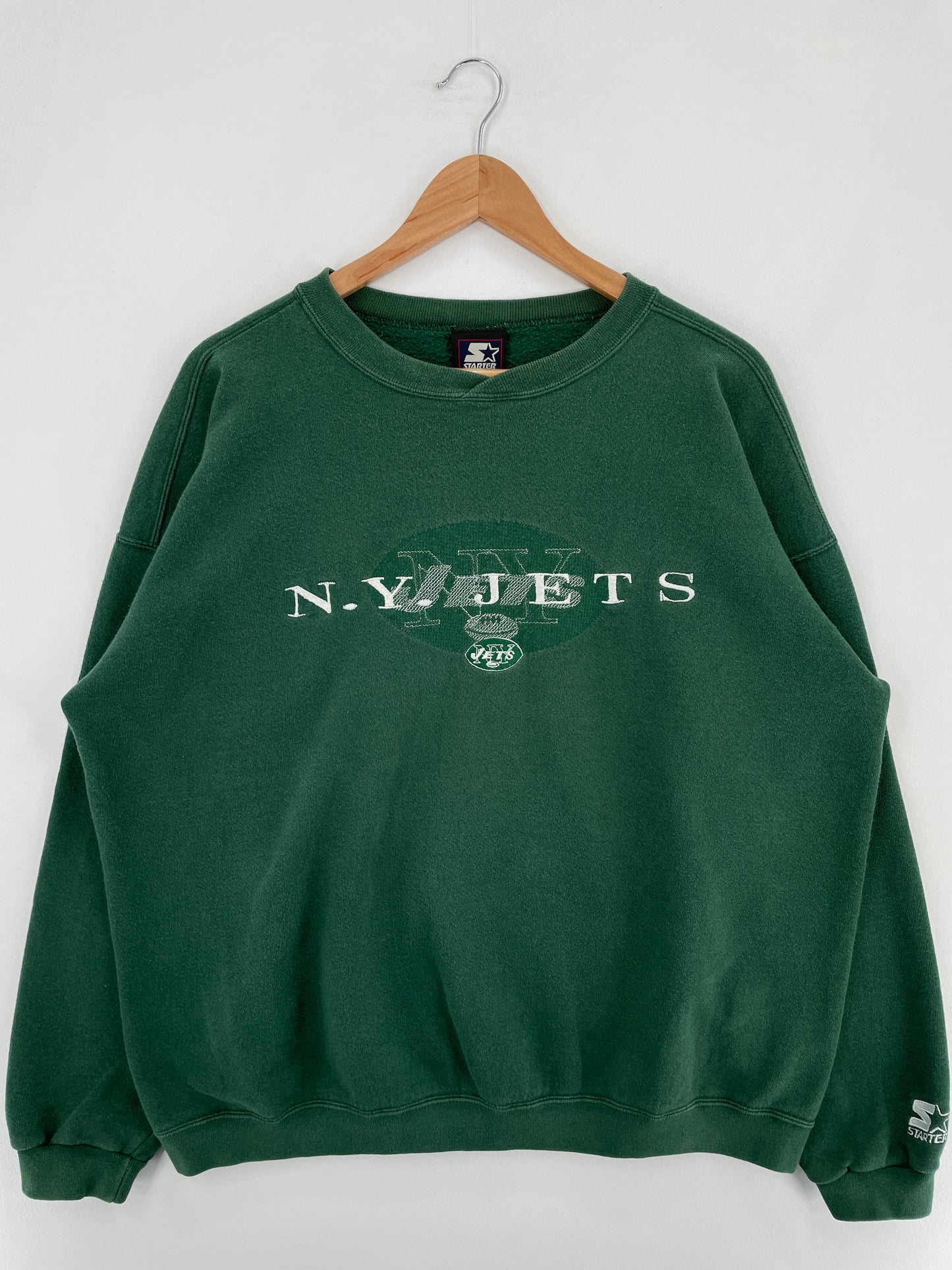 90's STARTER x NEW YORK JETS Made in USA Size XL Vintage NFL Sweat-Shirt / E1006