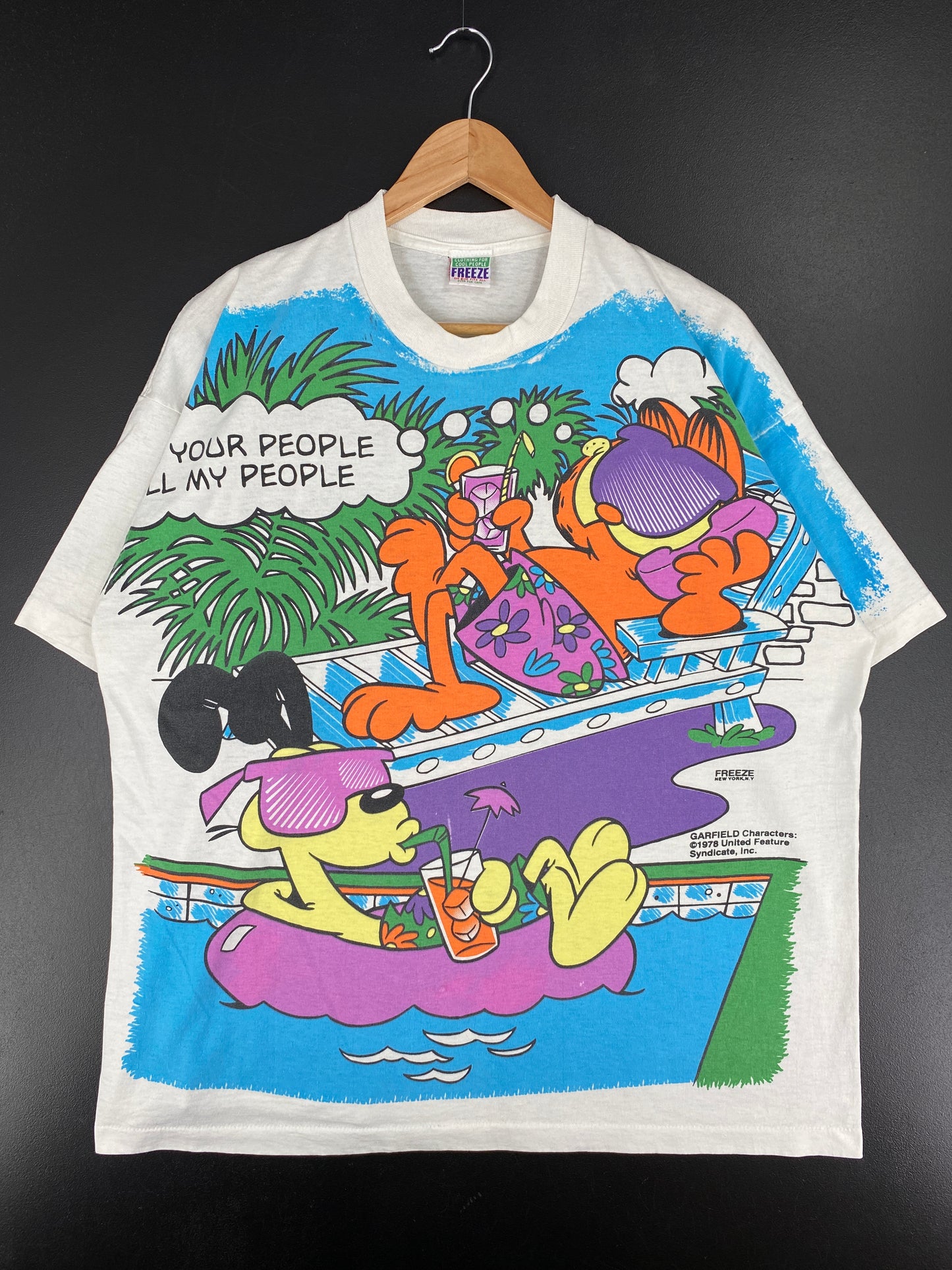 90’s GARFIELD Made in USA Size One Size(Approx.XL) Vintage T-Shirts / A5503