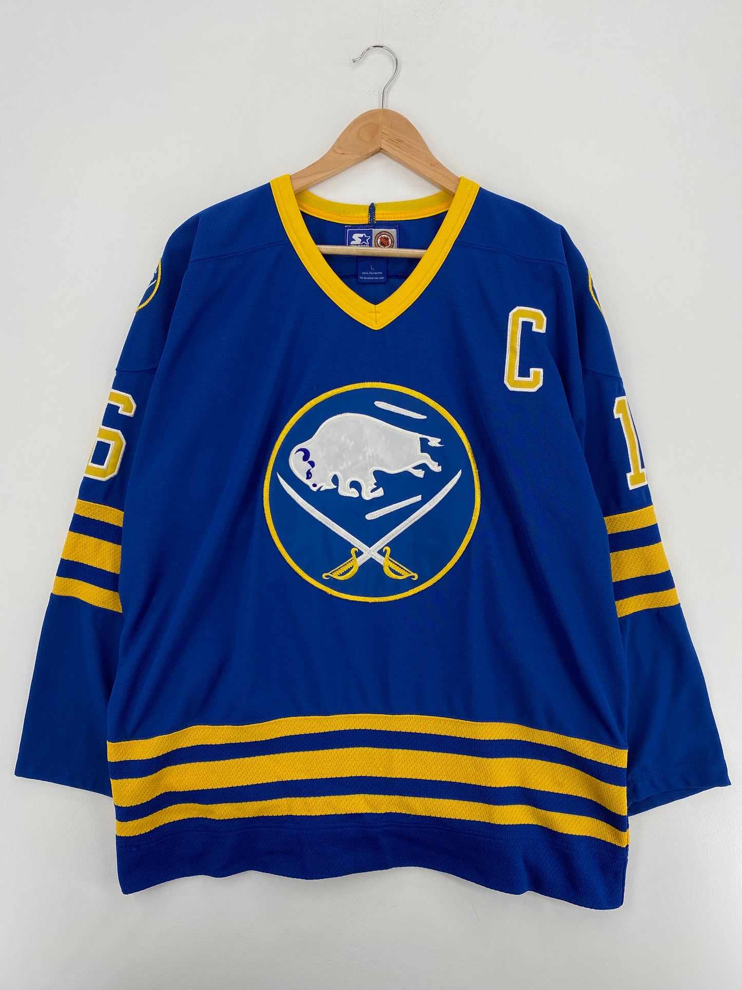 90’s STARTER x BUFFALO SABRES PAT LAFONTAINE Size L NHL Hockey Game Shirt / A5391