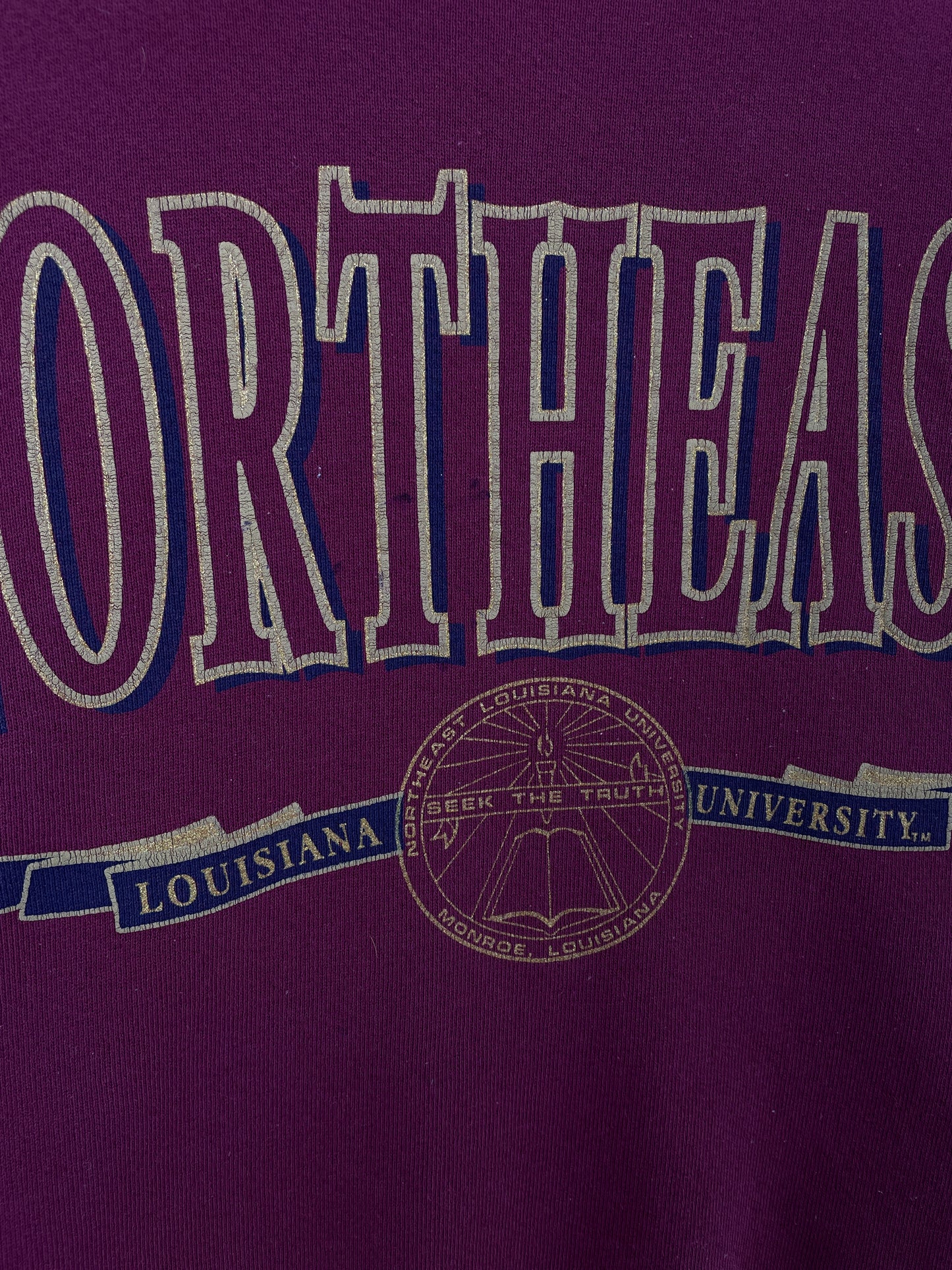 90's NORTHEAST LOUISIANA UNIVERSITY Made in USA Size L Vintage College Sweat-Shirt / E4817S