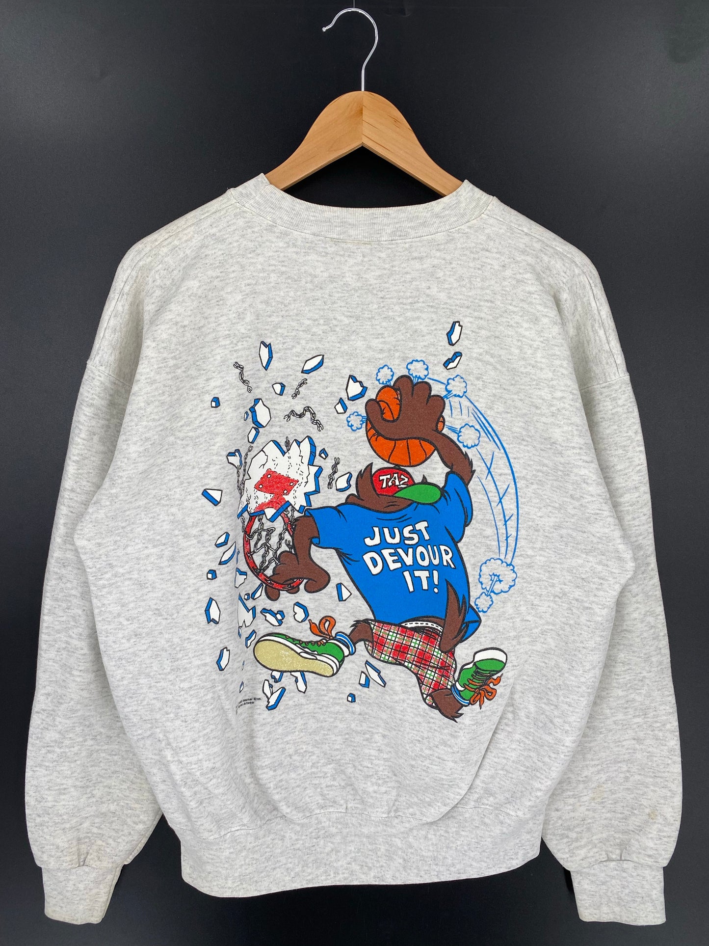 1993' LOONEY TUNES TAZ Made in USA Size L Vintage Sweat-shirt / K7038