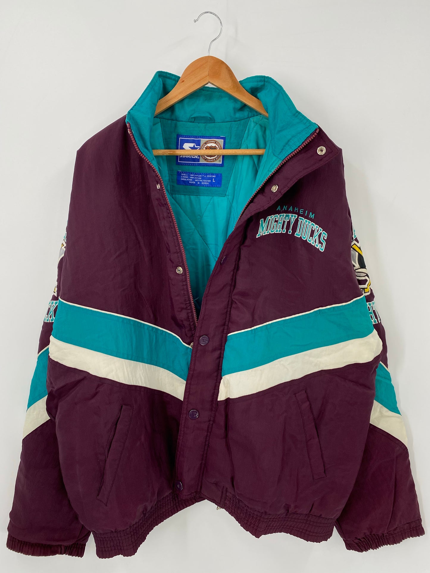 90’s STARTER x ANAHEIM MIGHTY DUCKS Size L NHL Outerwear / K4383