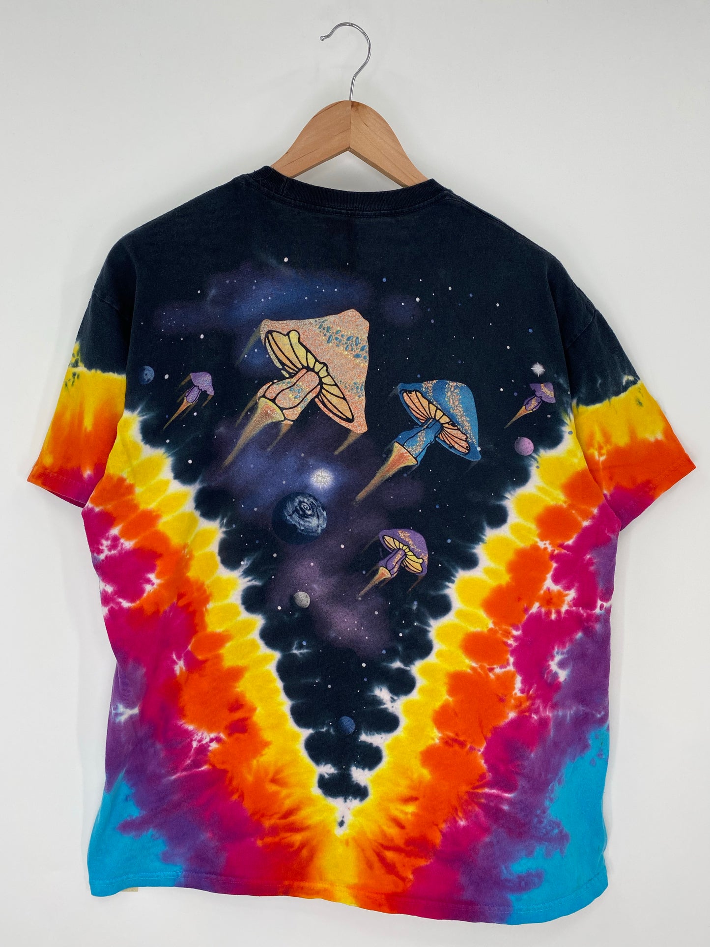 00' MUSHROOM ROCKET Tie Dye Size XL Vintage T-Shirt / K9603