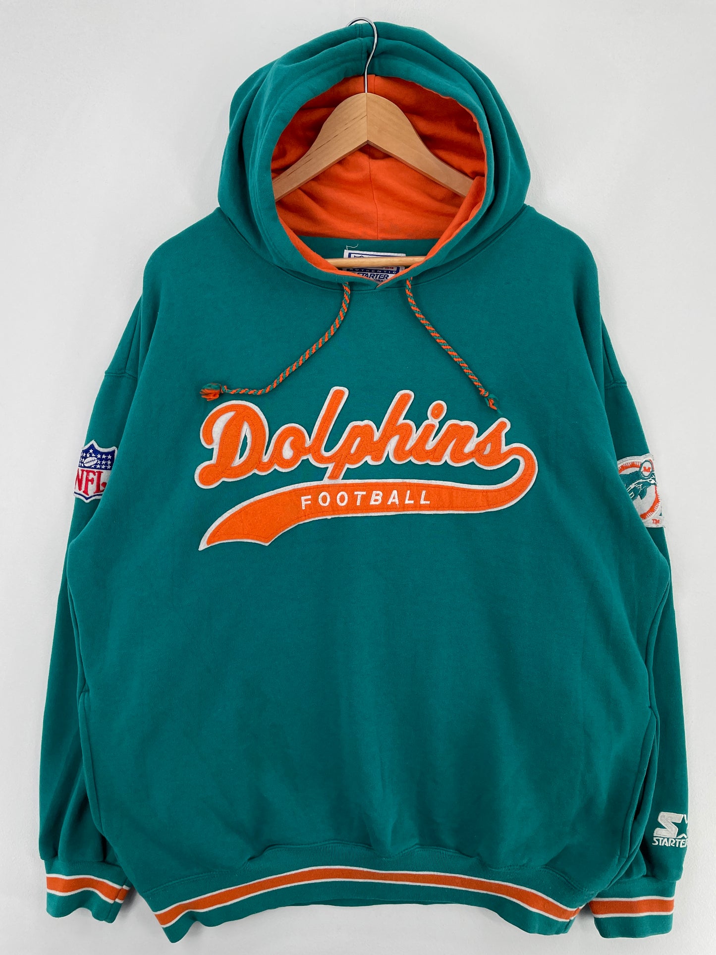 90’s STARTER x MIAMI DOLPHINS Size XL Vintage NFL Hoodie Sweat-Shirt / E2300S