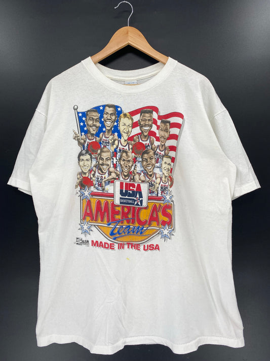1991 TEAM USA BASKETBALL Made in USA Size XL Vintage T-Shirts / K4882