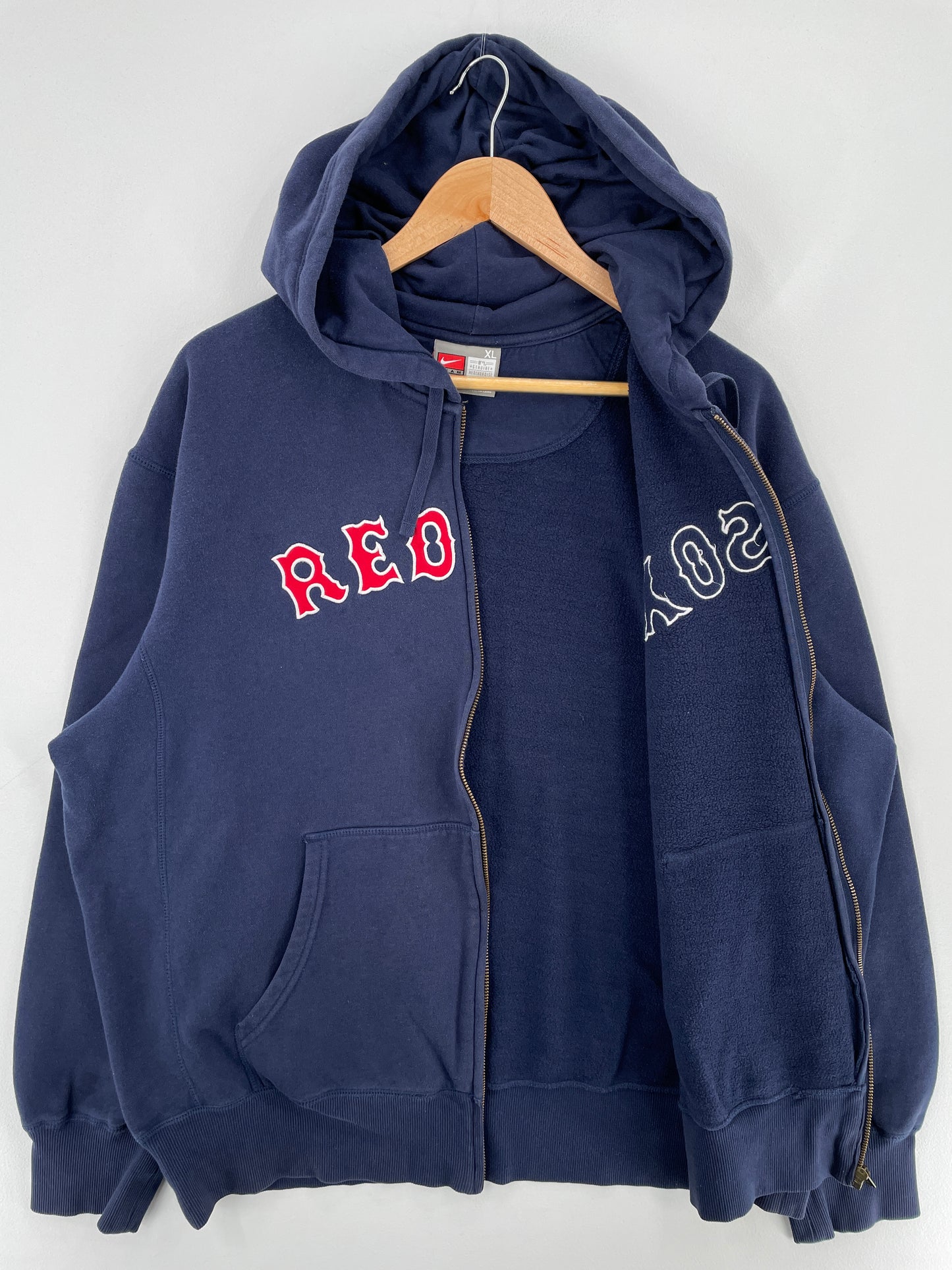 00' NIKE x BOSTON RED SOX Size XL Vintage MLB Hoodie Zip-up Sweat-shirt / E3532S