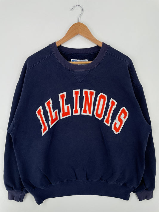 90’s RUSSELL x ILLINOIS Made in USA Size XL College Sweat-shirt / A8860