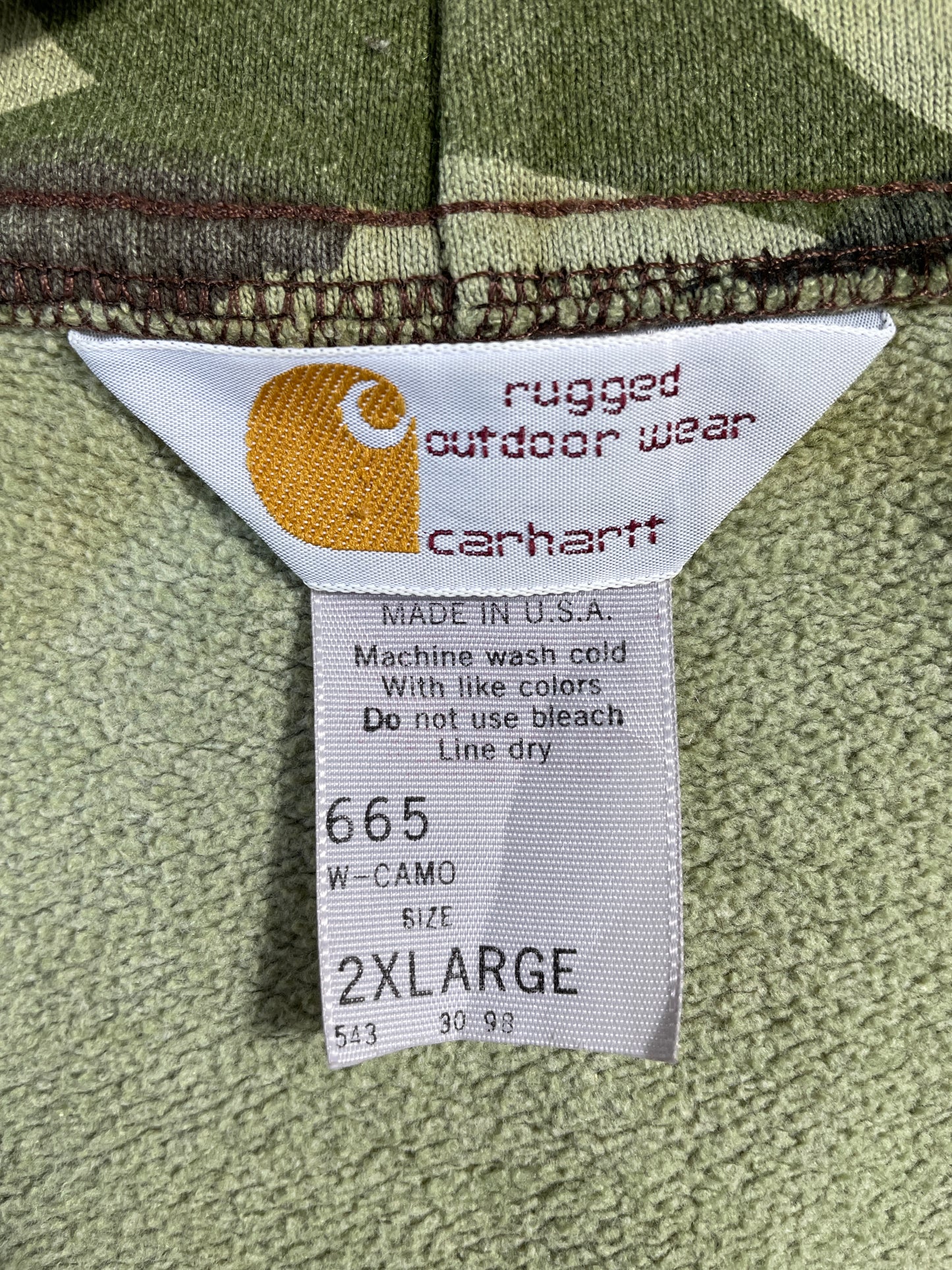 90’s CARHARTT Made in USA Size XXL Hoodie Zip-up Sweat-shirt / A9540