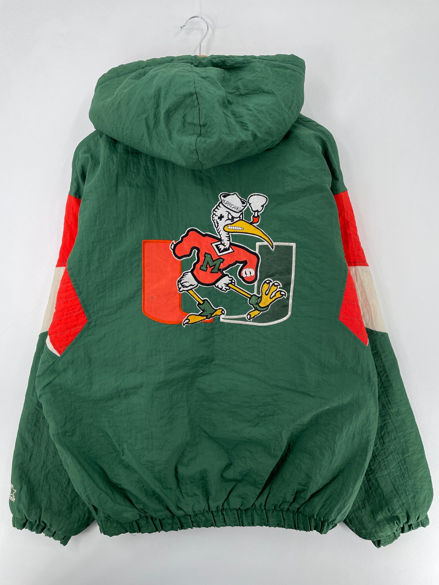 90’s STARTER x MIAMI HURRICANES Size L College Padded Nylon Jacket / E2526J