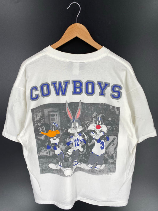 1993 DALLAS COWBOYS x LOONEY TUNES Made in USA Size L Vintage NFL T-Shirt / K7746