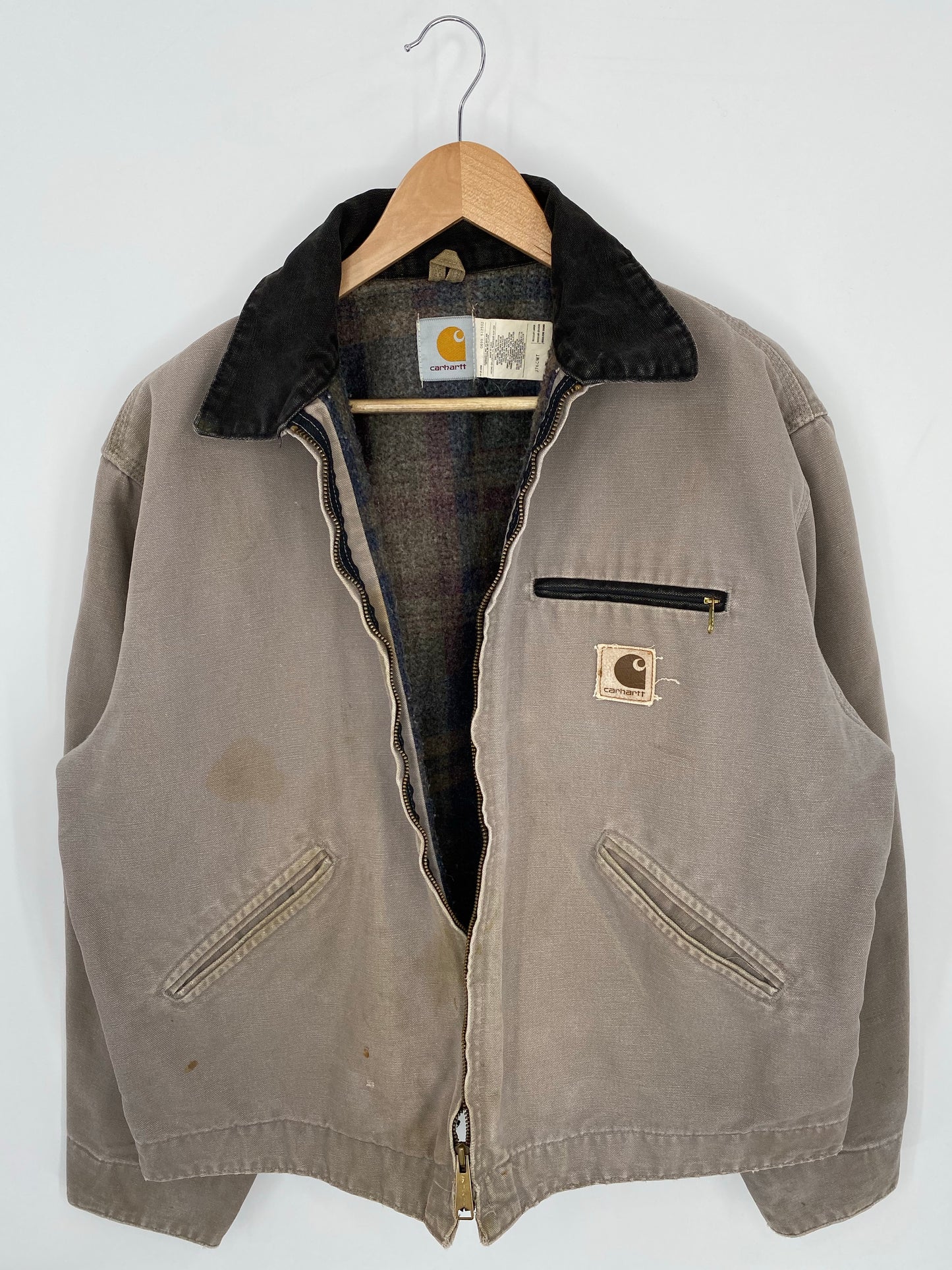 Vintage CARHARTT Made in USA Size L Zip-up Sweat-shirt Jacket / K8113