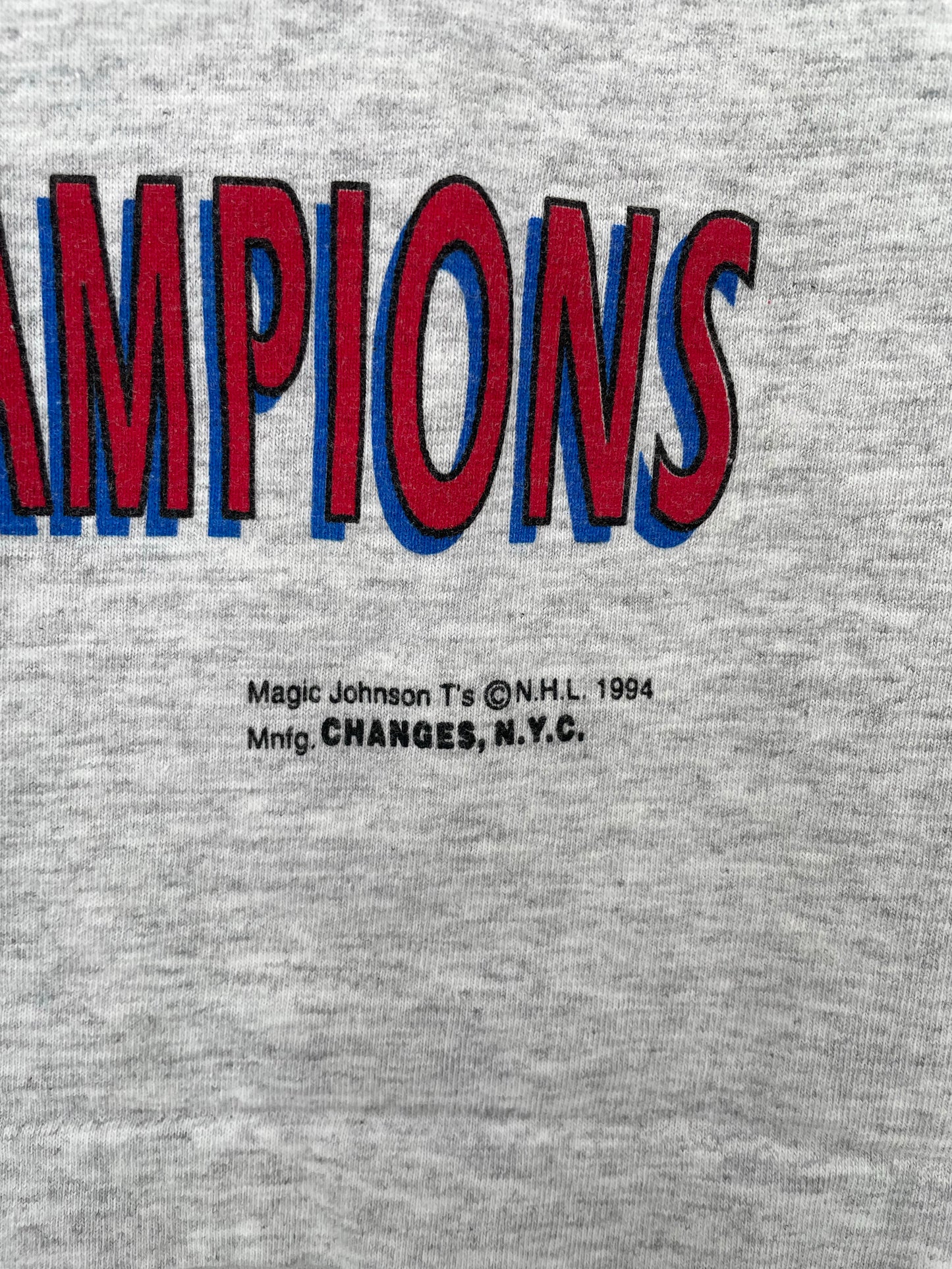 1994 NEW YORK RANGERS THE KISS CUP Made in USA Size XL Vintage NHL T-shirt / K9158