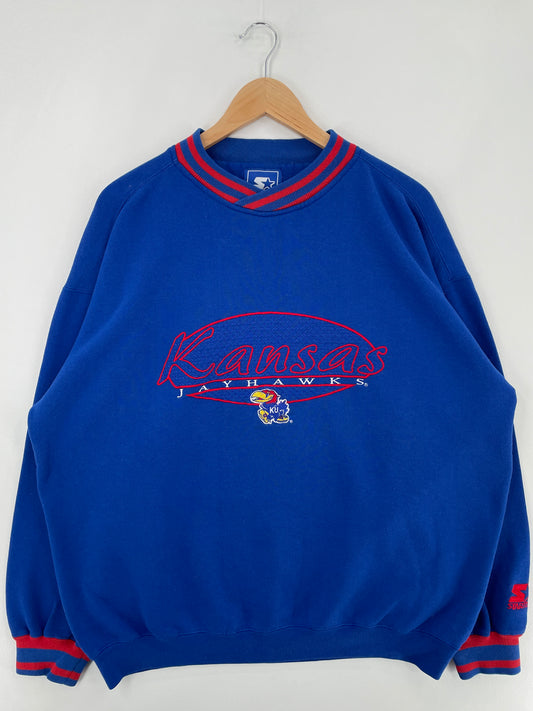 00' STARTER x KANSAS JAYHAWKS Size XL Vintage College Sweat-Shirt / E2341S