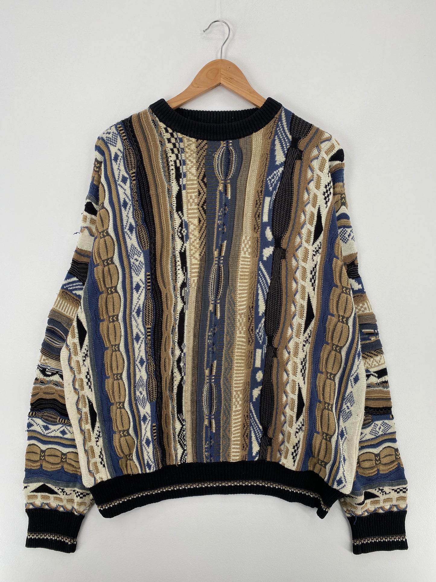 Vintage 3D COOGI- Style Made in USA Size XL Knit Sweater / A9882