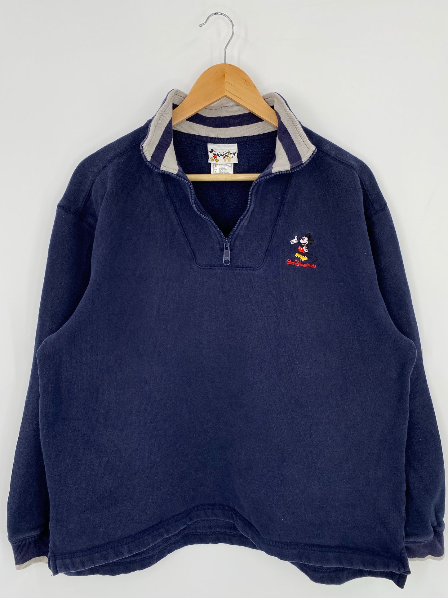00' DISNEY MICKEY Size L Vintage Half-zip Sweat-shirt / K5755