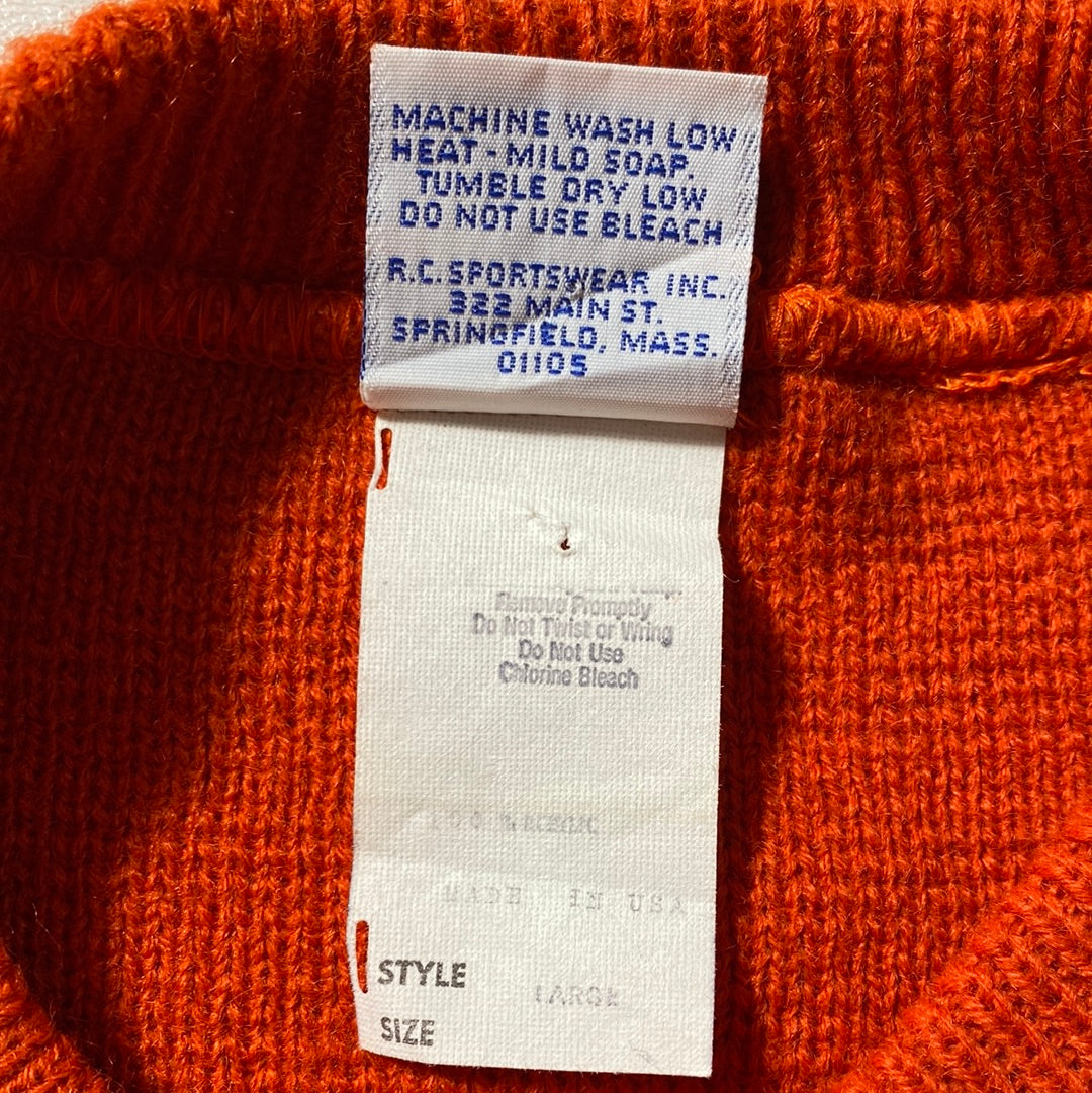 90’s SYRACUSE Made in USA Size L College Acrylic Knit Sweater / E3816K