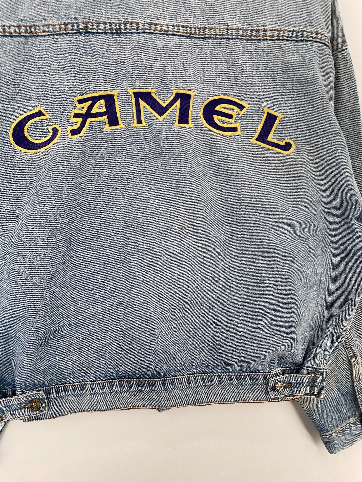 90's CAMEL Made in USA Size XL Vintage Denim Jacket / A9756
