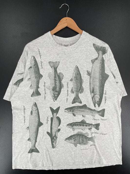 1994 FISH Size XL Vintage Animal T-Shirt / E5802T