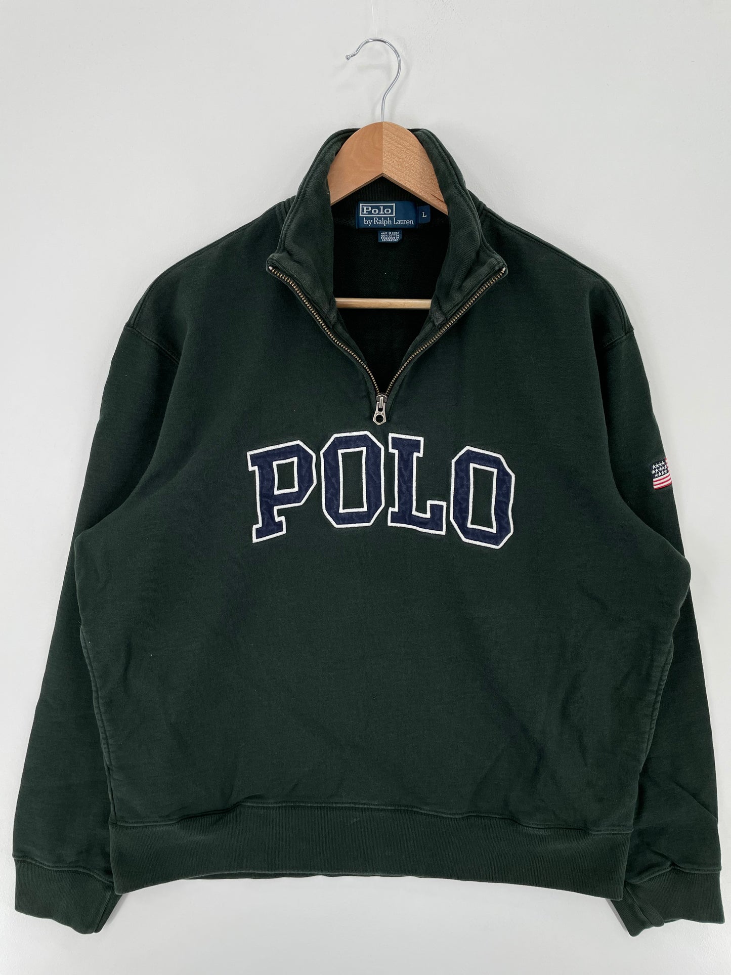 90’s POLO RALPH LAUREN Size L Vintage Half Zip-up Sweat-shirt / A2198