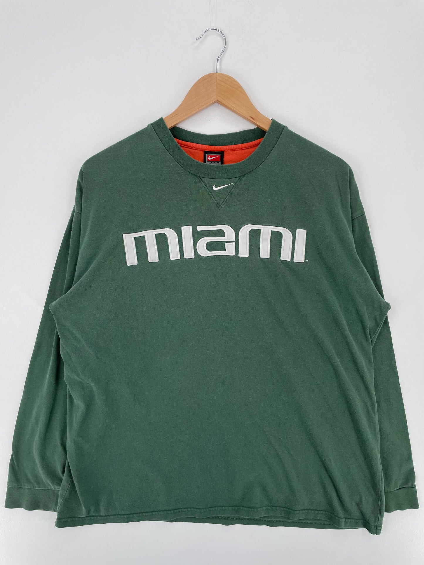 00' NIKE MIAMI Size L Vintage College Long Sleeve T-Shirts / A1729
