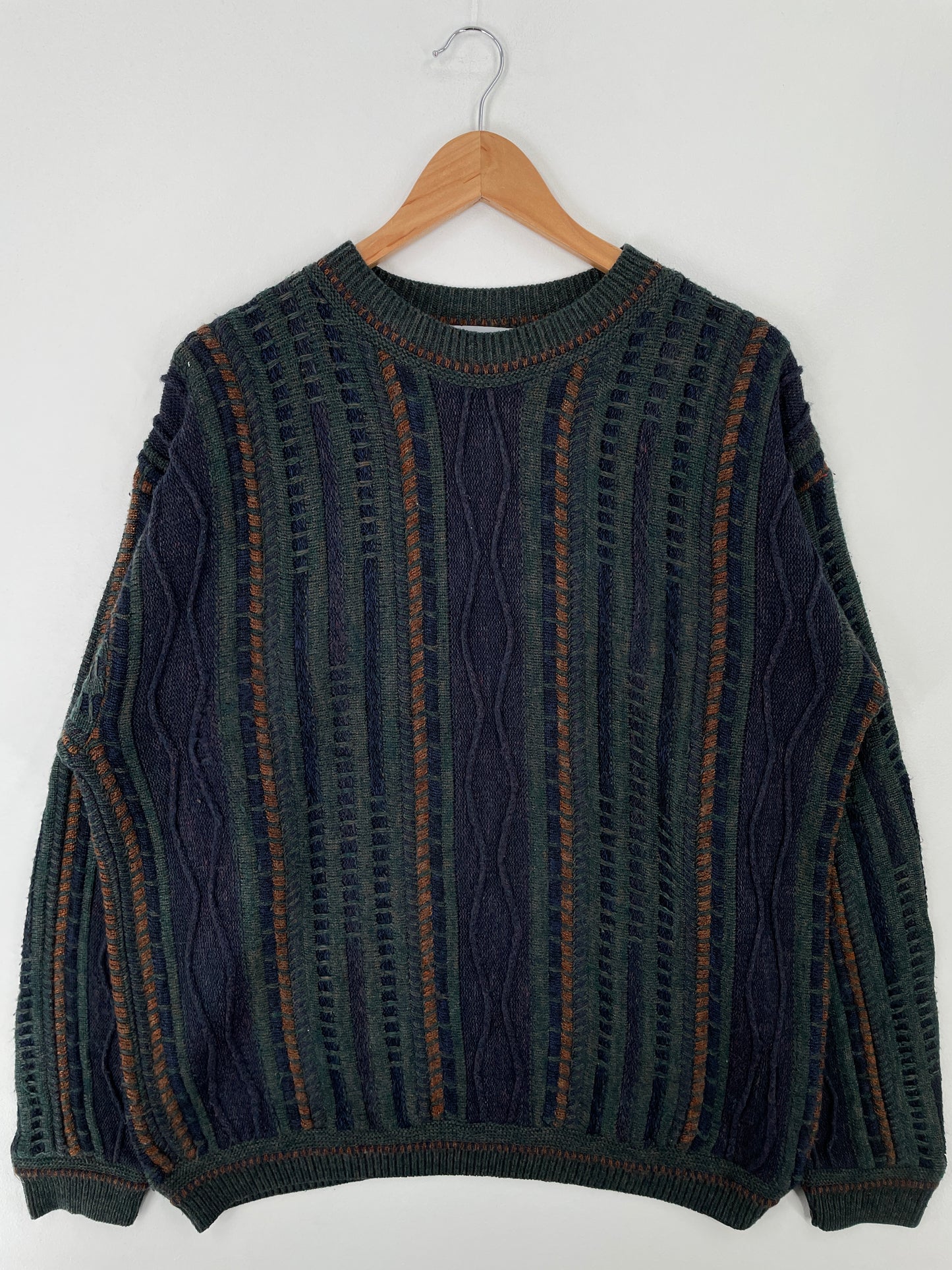 Vintage 3D COOGI- Style Made in USA Size XL Knit Sweater / A9550
