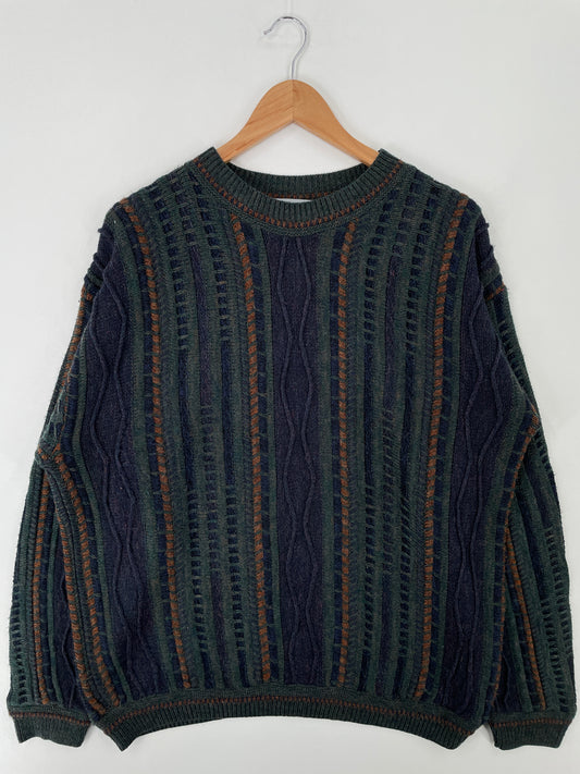 Vintage 3D COOGI- Style Made in USA Size XL Knit Sweater / A9550