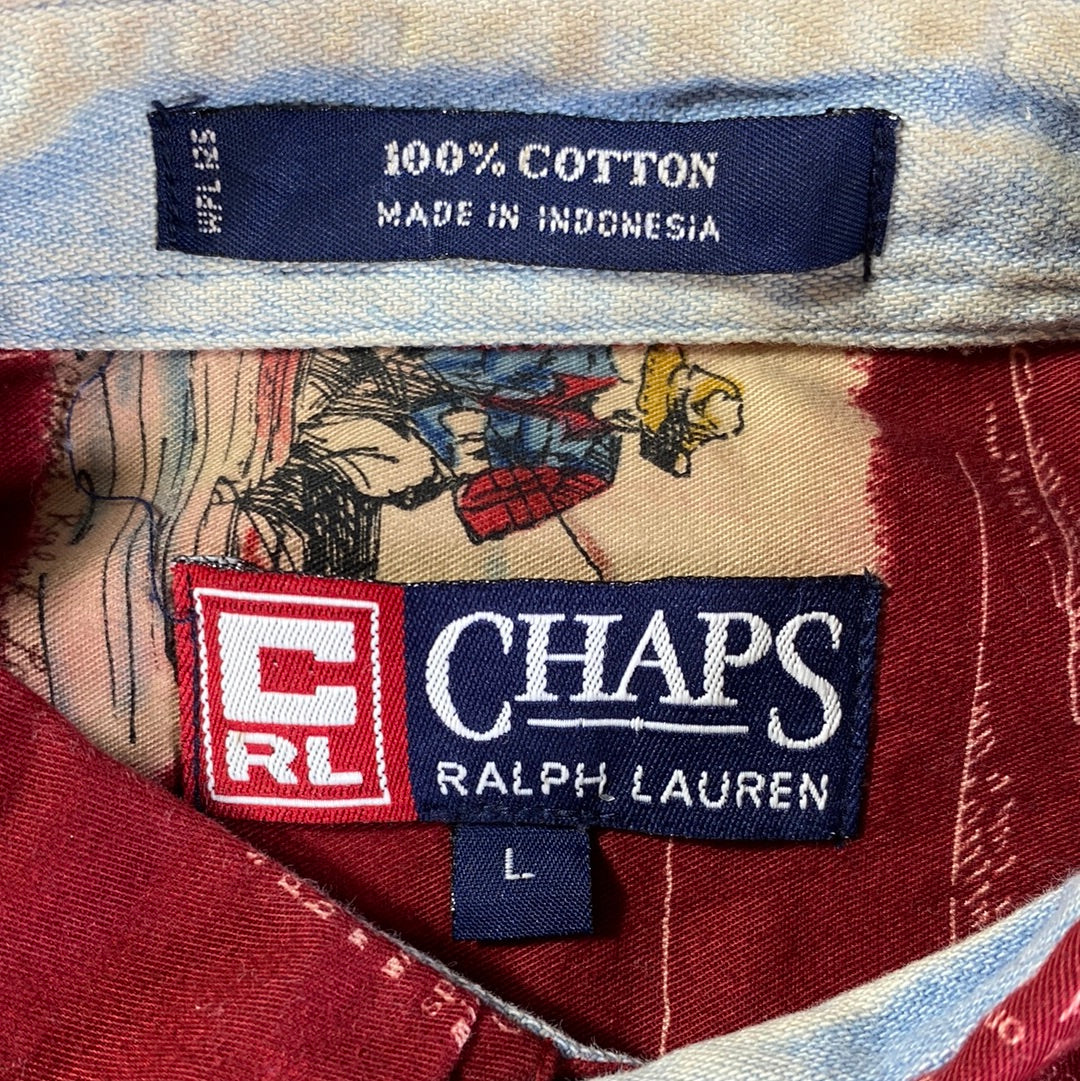90’s CHAPS RALPH LAUREN Size L Vintage Button-Down Shirt / A4273