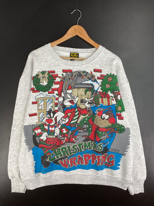 1994 LONNEY TUNES CHRISTMAS Made in USA Size XL Vintage Sweat-shirt / E967