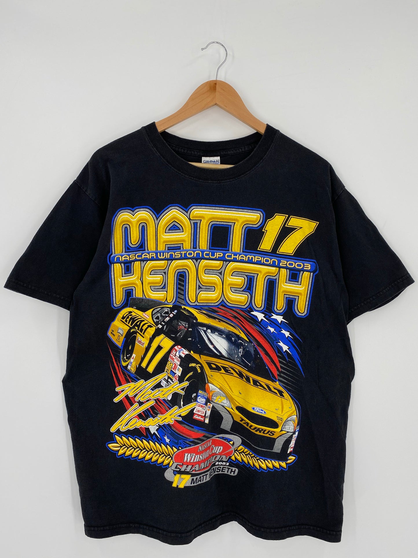2003' NASCAR MATT HENSETH Size L Vintage Racing-T-Shirt / k5053