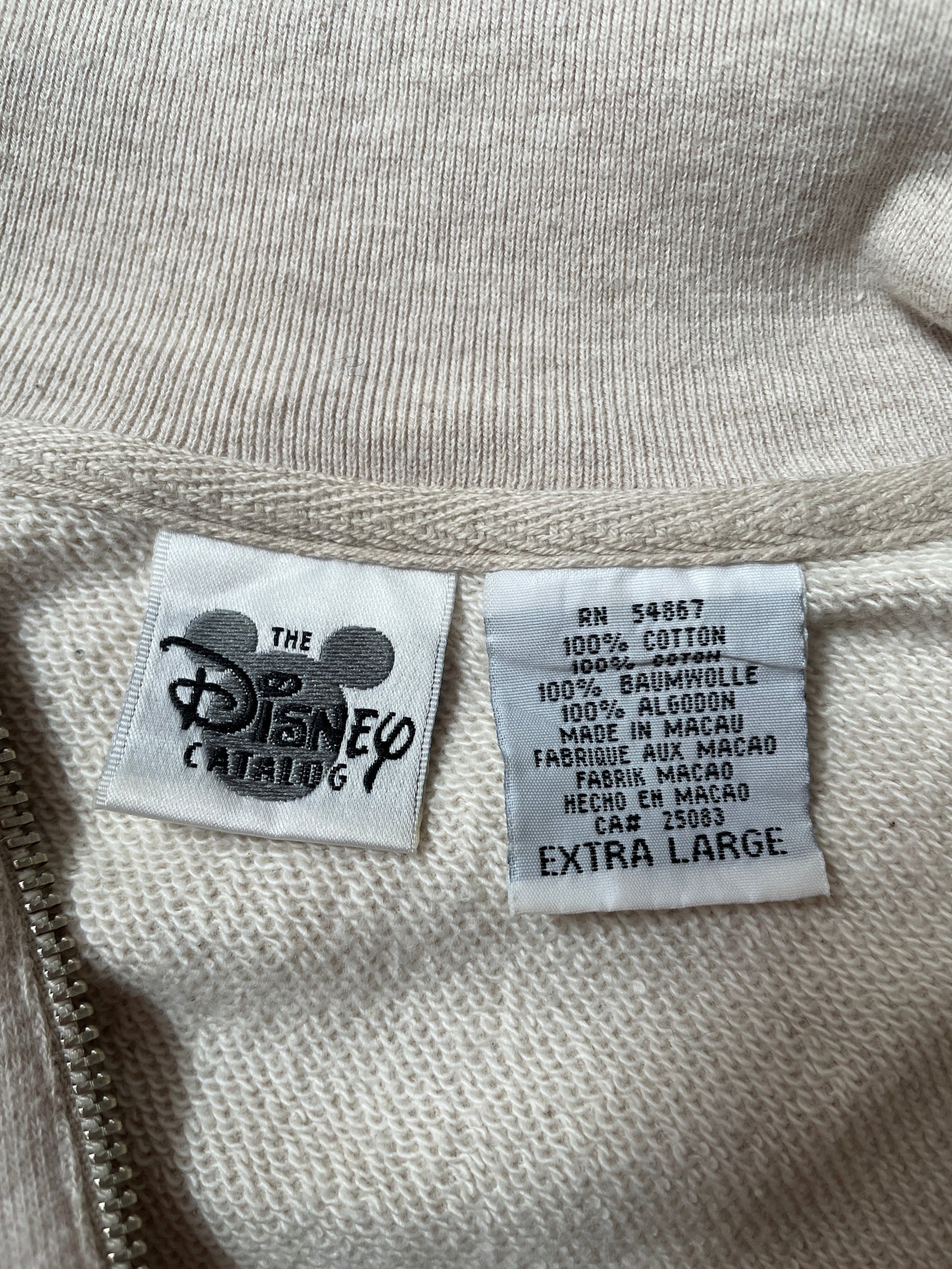 00’ DISNEY LADY AND THE TRAMP Size XL Vintage Half Zip Sweat-shirt / E3216S