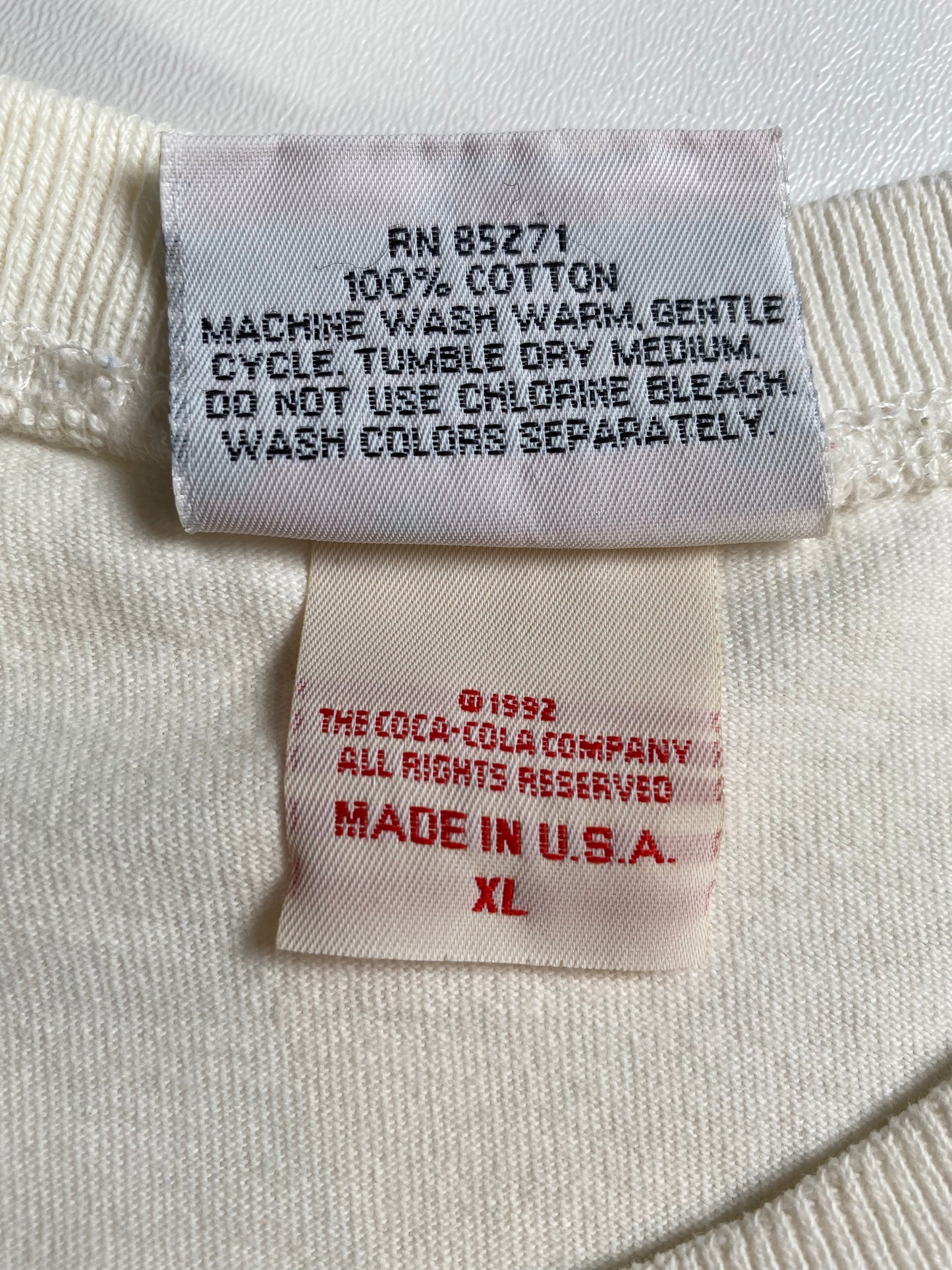 1992 COCA COLA STAND UP SANTA Made in USA Size XL Vintage T-Shirt / A2215