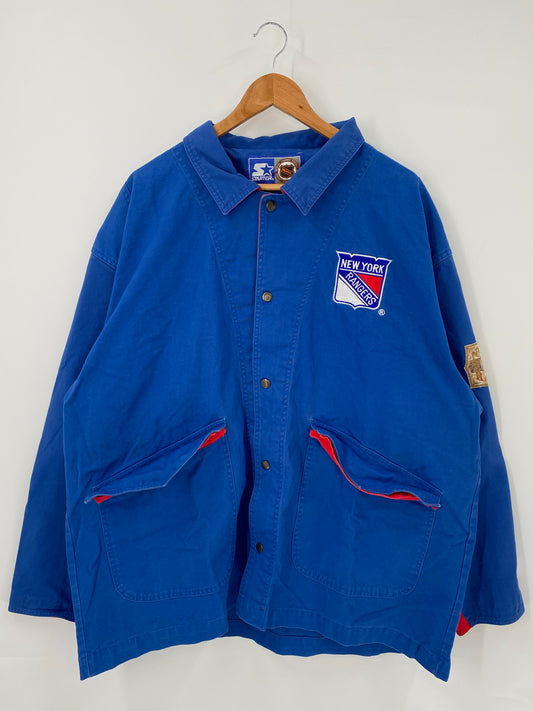 90’s STARTER x NEW YORK RANGERS Size L NHL Cotton Jacket Outerwear / K4378