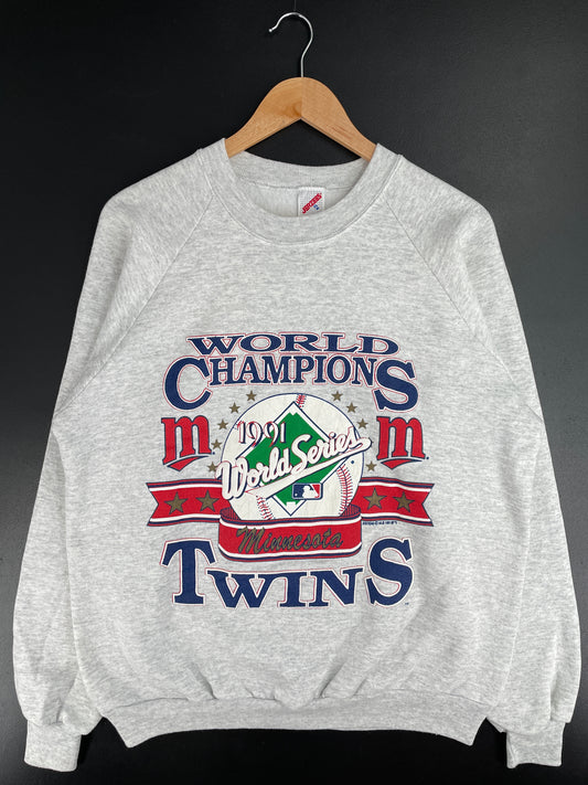 1991 MINNESOTA TWINS Made in USA Size XL Vintage MLB Sweat-shirt / E3139S