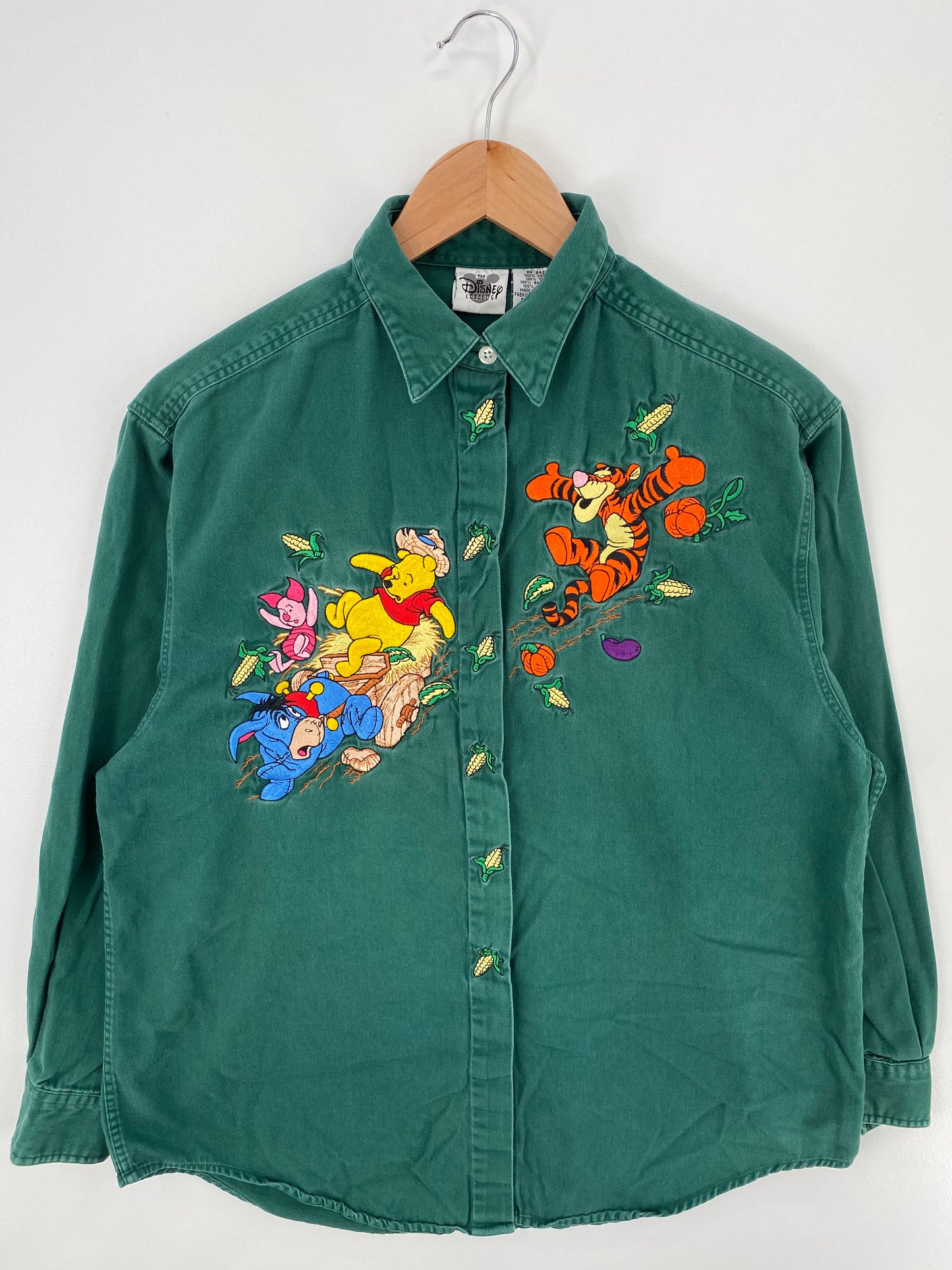 00' DISNEY WINNIE THE POOH Size L Vintage Button-Down Shirt / A351