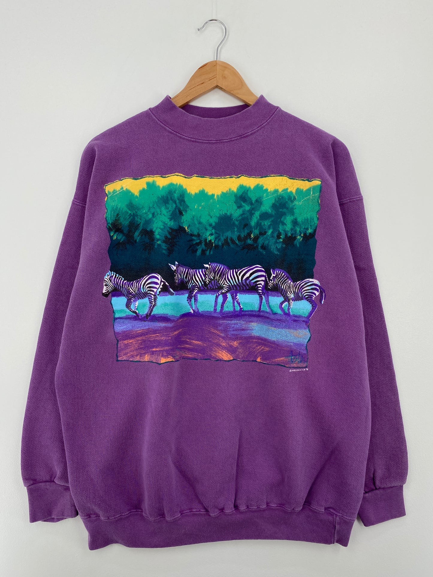 1992 ZEBRAS Made in USA Size L Vintage Sweat-Shirt / A8317