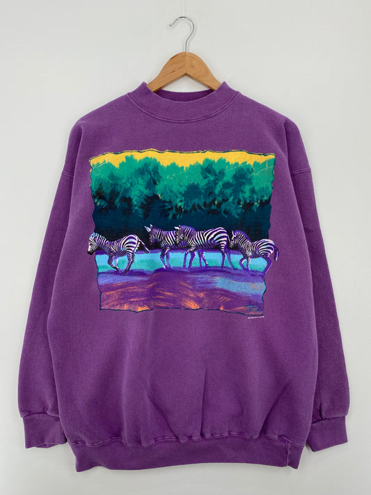 1992 ZEBRAS Made in USA Size L Vintage Sweat-Shirt / A8317