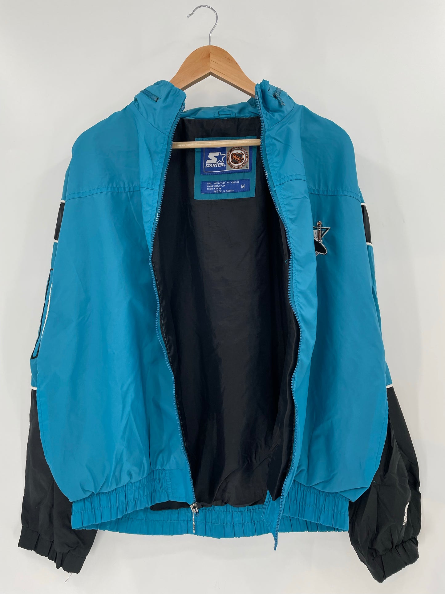 90's STARTER x SHARKS Size M Vintage NHL Nylon Jacket / K6276