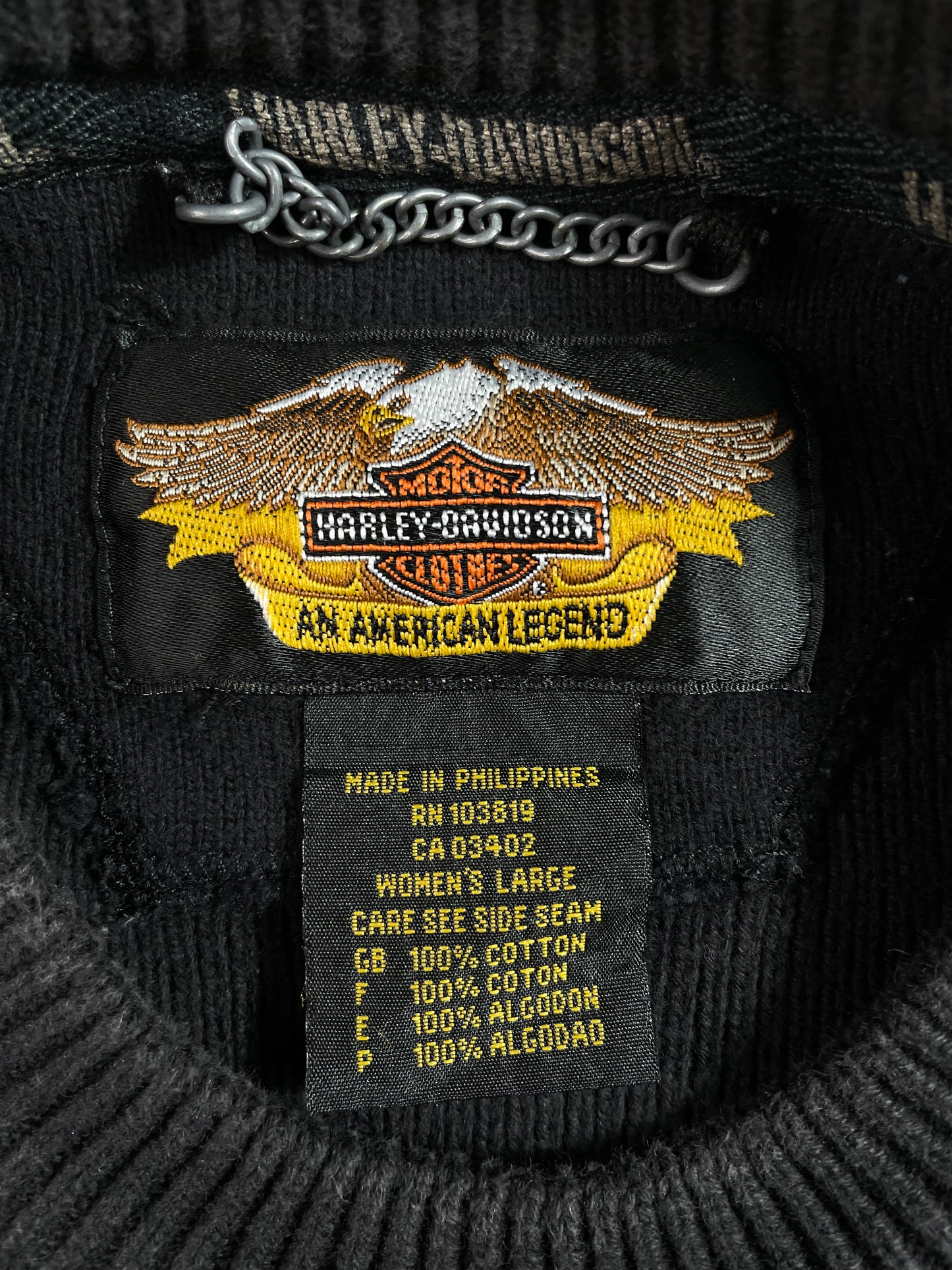Vintage HARLEY DAVIDSON Size Ladies.L Vintage Cotton Knit Sweater / E3435K