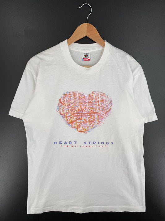 .90's HEART STRINGS Made in USA Size L Vintage T-shirt / E3796T