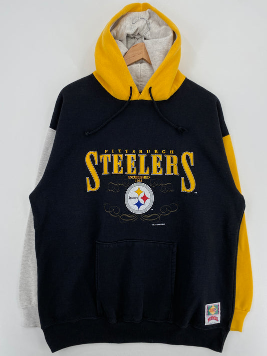 1993 PITTSBURGH STEELERS Made in USA Size XL Vintage NFL Hoodie Sweat-Shirt / A5182