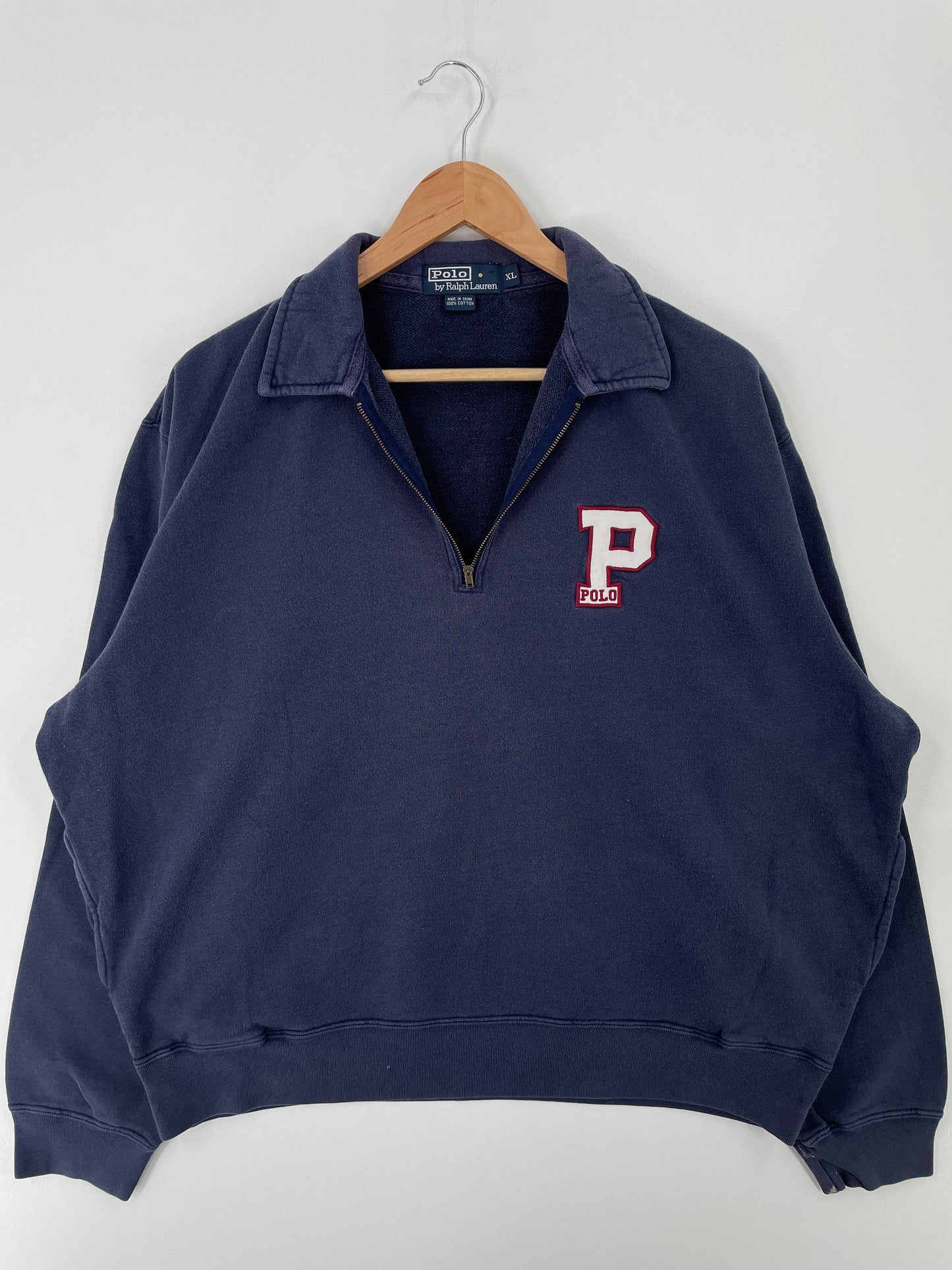 90’s POLO RALPH LAUREN Size XL Vintage Half Zip-up Sweat-shirt / A9292