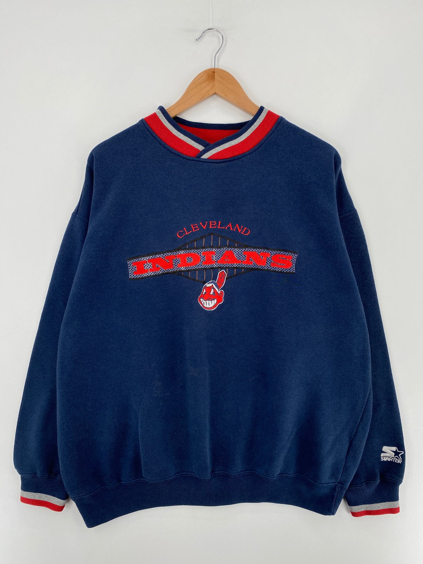 90’s STARTER x CLEVELAND INDIANS Size XL Vintage MLB Sweat-Shirt / E3407S