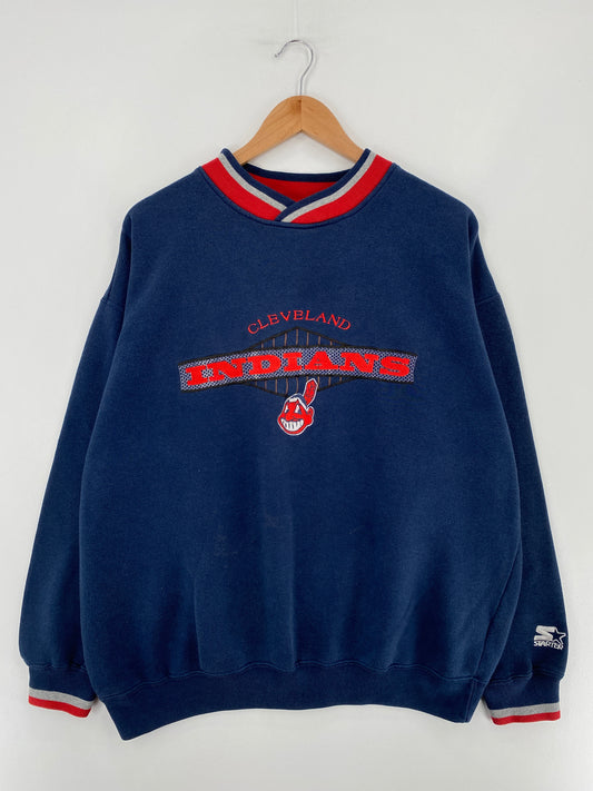 90’s STARTER x CLEVELAND INDIANS Size XL Vintage MLB Sweat-Shirt / E3407S