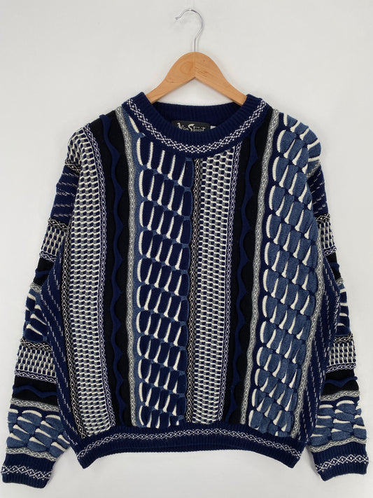Vintage 3D COOGI-Style Made in USA Size L Knit Sweater / E249