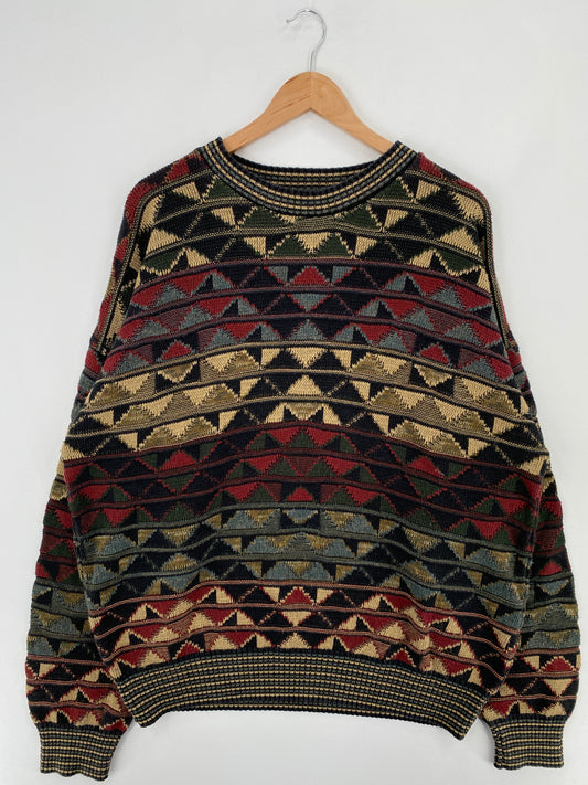 Vintage 3D COOGI-Style Size XXL Knit Sweater / E250
