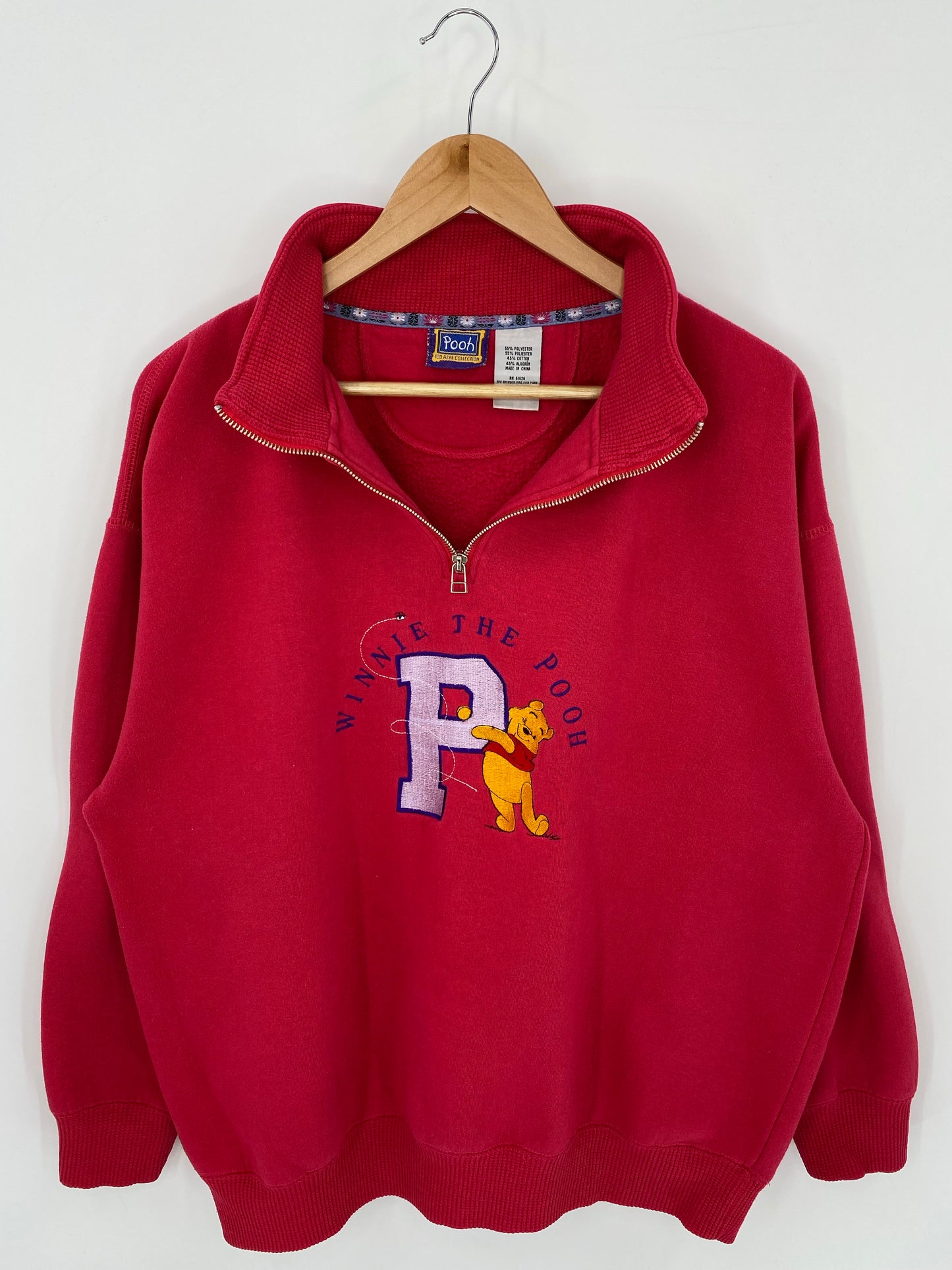 Vintage DISNEY POOH Size XL Half Zip-up Sweat-shirt / K8011