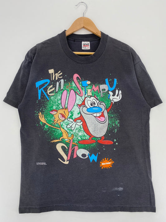 1991 THE REN & STIMPY Made in USA Size XL Vintage T-Shirt / A1924