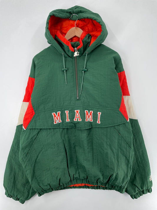 90’s STARTER x MIAMI HURRICANES Size L College Padded Nylon Jacket / E2526J