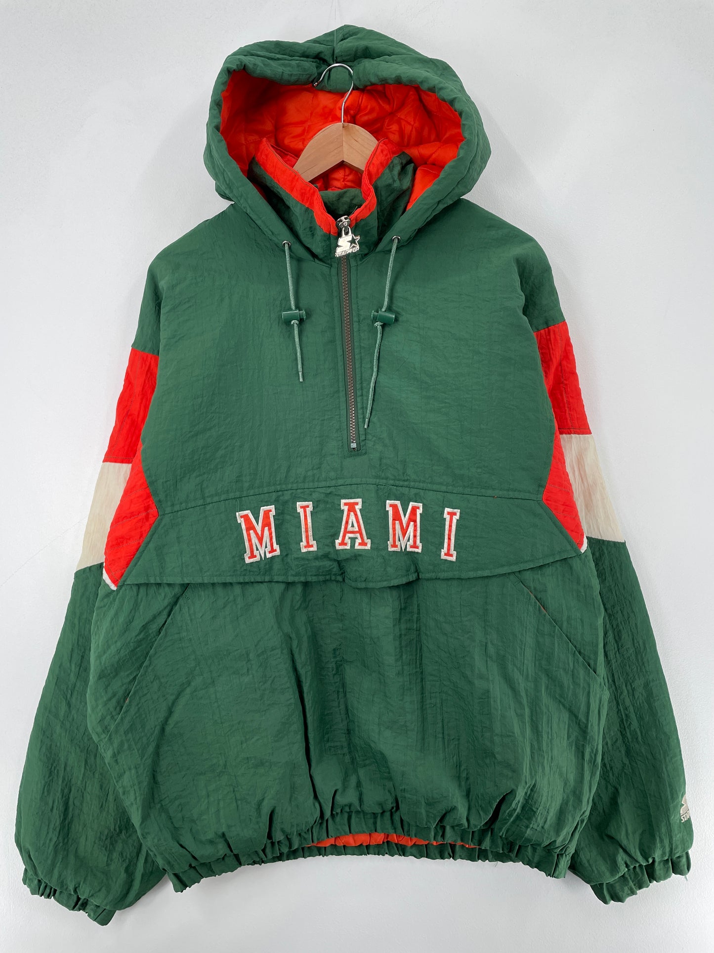 90’s STARTER x MIAMI HURRICANES Size L College Padded Nylon Jacket / E2526J